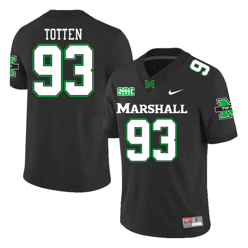 Men #93 Nathan Totten Marshall Thundering Herd SBC Conference College Football Jerseys Stitched-Blac